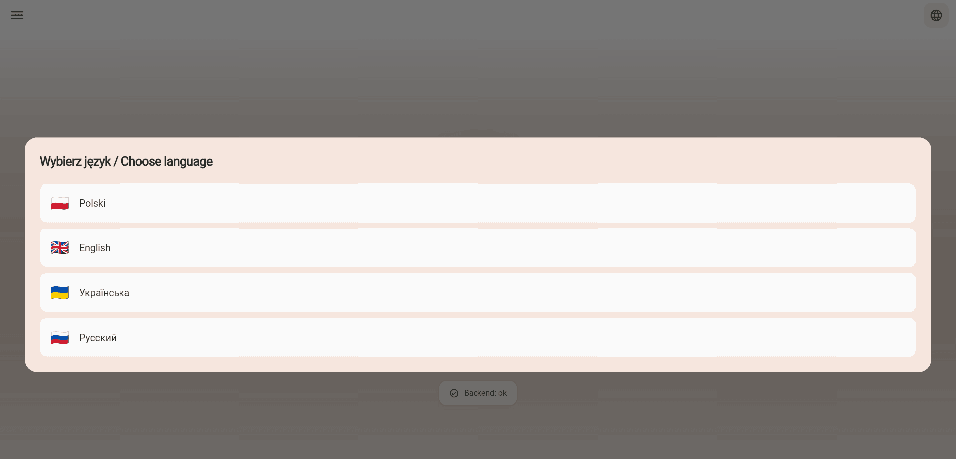 Plock expat support language selector